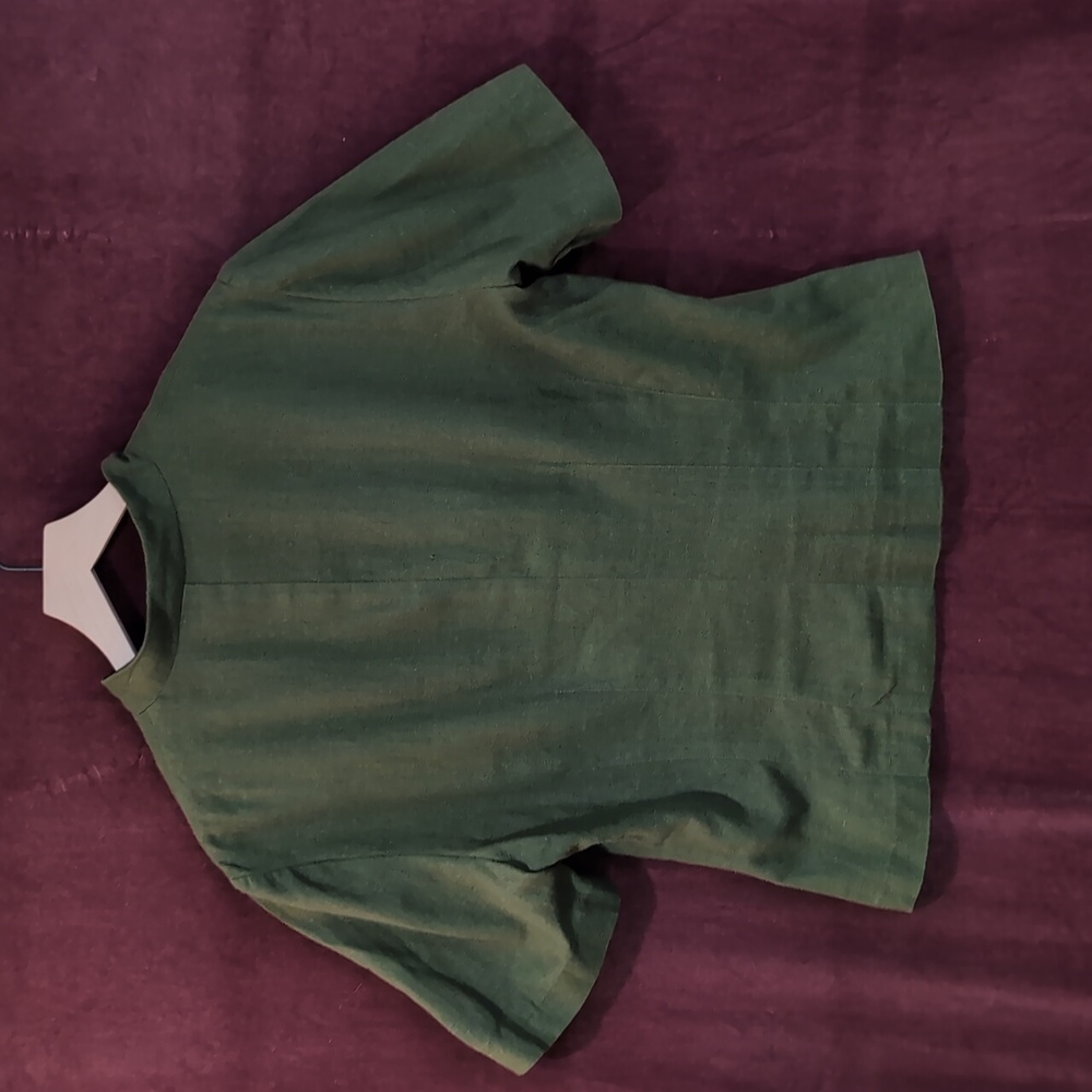 Perceptions Vintage Army Green and Black Short Sleeve Blazer/Blouse Size 12 - Picture 3 of 5